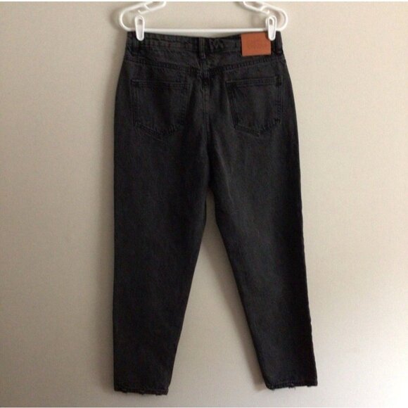 Princess Polly Zaiden Straight Leg Jeans Black Denim Distressed Relaxed Fit 8 - Picture 4 of 8